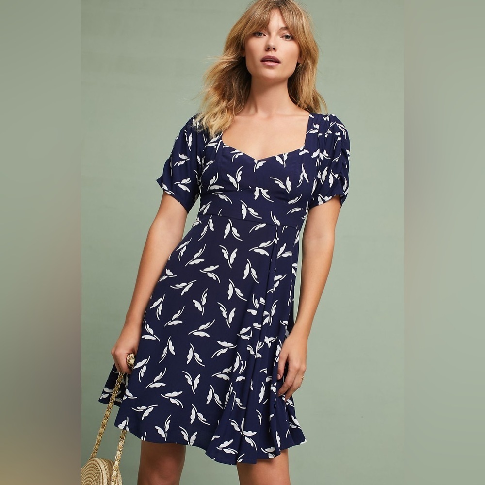 Anthropologie Maeve Fern Ruched Mini Dress